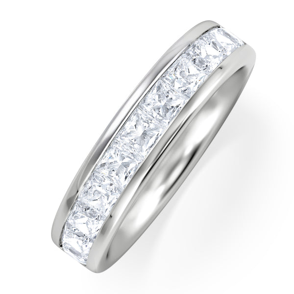 18K White Gold Princess Diamond Half Eternity Ring 1.50CT G/VS